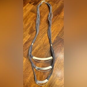 Silpada Luxe Layers Necklace, Sterling Silver & Grey Suede